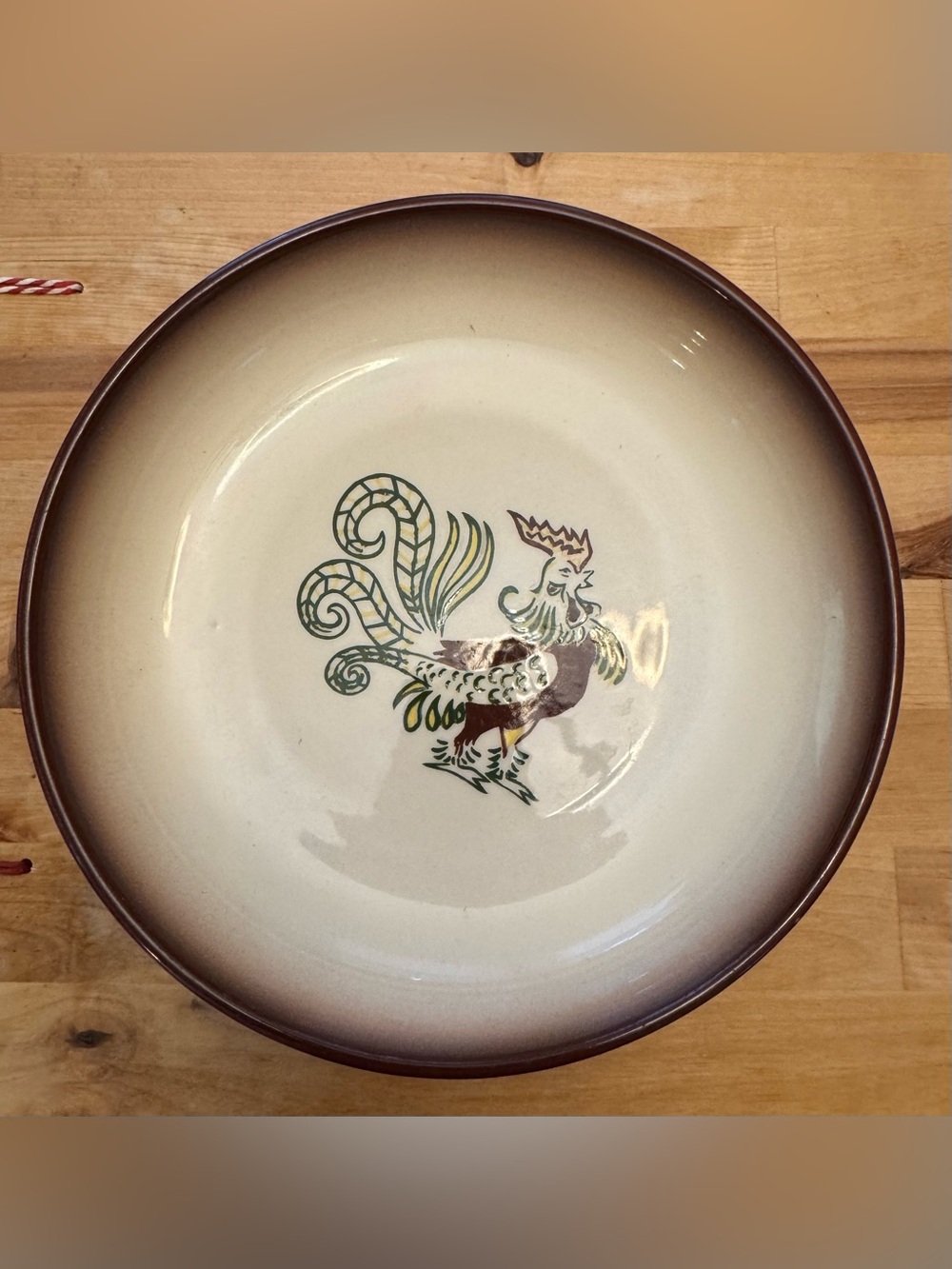 Rooster Ceramic Plate - Brown and Cream